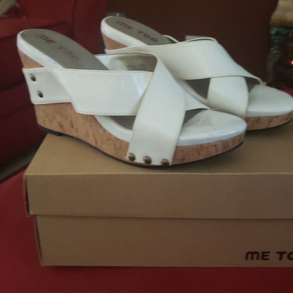 White Me Too Wedges